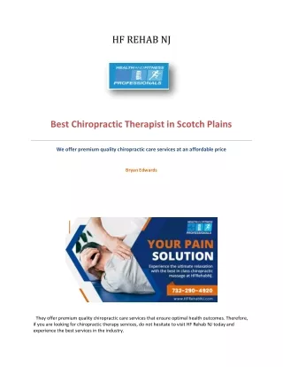 Best Chiropractic Therapist in Scotch Plains