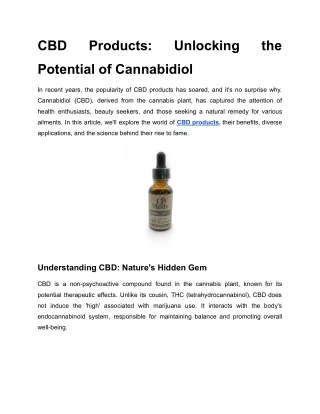 CBD Products_ Unlocking the Potential of Cannabidiol