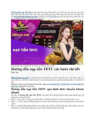 Huong dan nap tien TDTC don gian va nhanh chong nhat