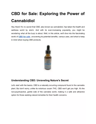 CBD for Sale_ Exploring the Power of Cannabidiol