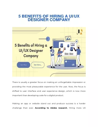 5 BENEFITS OF HIRING A UI & UX DESIGNER COMPANY