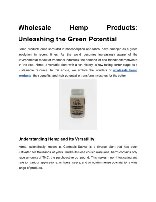 Wholesale Hemp Products_ Unleashing the Green Potential