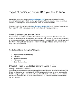 Types of Dedicated Server UAE you should know (1)