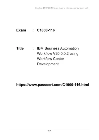 IBM Business Automation Workflow C1000-116 Dumps