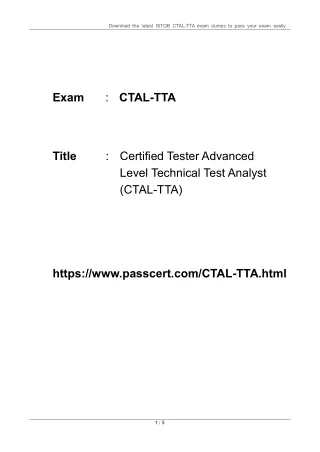 ISTQB Advanced Technical Test Analyst (CTAL-TTA) Dumps