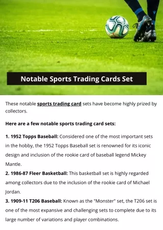 Notable Sports Trading Cards Set