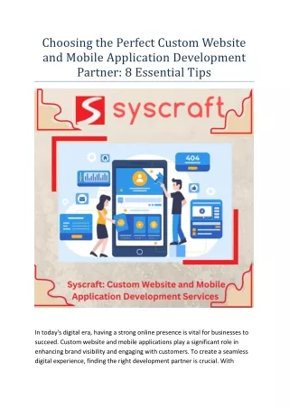Essential Tips for Choosing the Perfect Custom Website and Mobile Application De