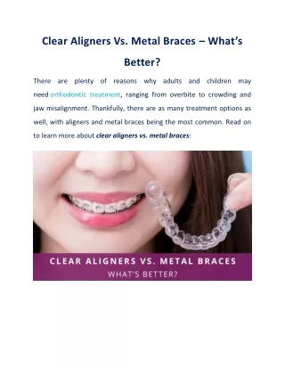 Clear Aligners Vs. Metal Braces – What’s Best For You?