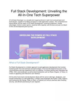 Full Stack Development: Unveiling the All-In-One Tech Superpower