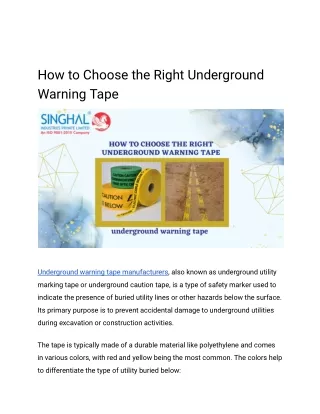 How to Choose the Right Underground Warning Tape