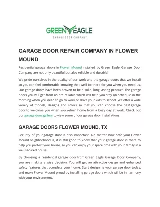 Garage Door Repair and Installation Services in Flower Mound, TX