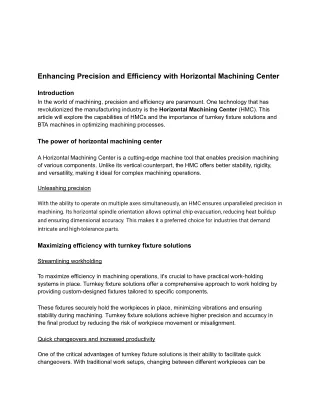 Enhancing Precision and Efficiency with Horizontal Machining Center