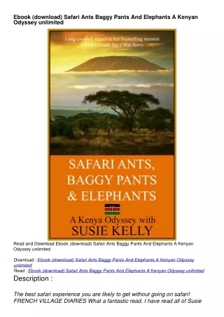 Ebook (download) Safari Ants Baggy Pants And Elephants A Kenyan Odyssey unlimi