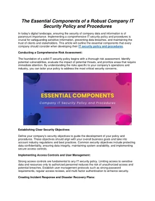 The Essential Components of a Robust Company IT Security Policy and Procedures