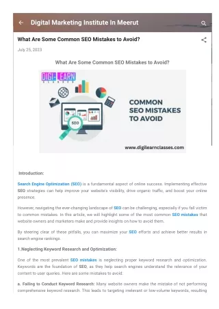 What Are Some Common SEO Mistakes to Avoid?