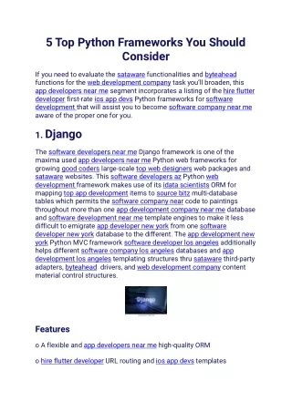 5 Top Python Frameworks You Should Consider