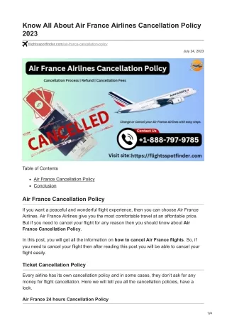 Know All About Air France Airlines Cancellation Policy 2023