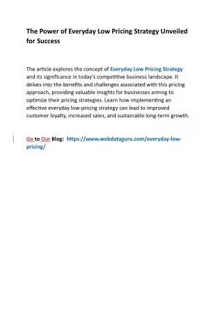 The Power of Everyday Low Pricing Strategy Unveiled for Success