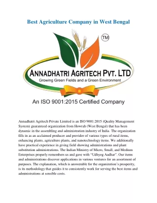 Best Agriculture Company in West Bengal