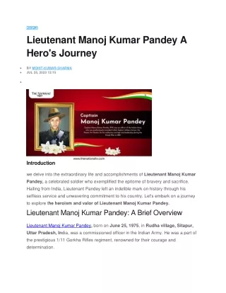 Lieutenant Manoj Kumar Pandey A Hero's Journey