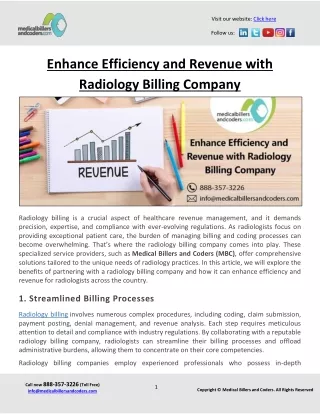 Enhance Efficiency and Revenue with Radiology Billing Company