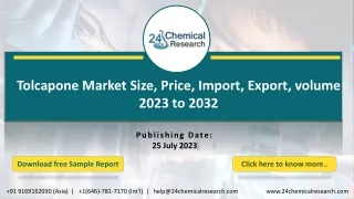 Tolcapone Market Size, Price, Import, Export, volume 2023 to 2032