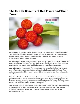 The Health Benefits of Red Fruits and Their Power