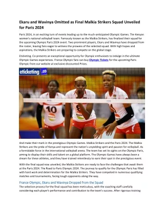 Ekaru and Wavinya Omitted as Final Malkia Strikers Squad Unveiled for Paris 2024