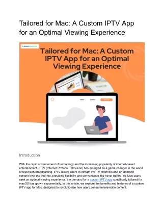 Tailored for Mac_ A Custom IPTV App for an Optimal Viewing Experience