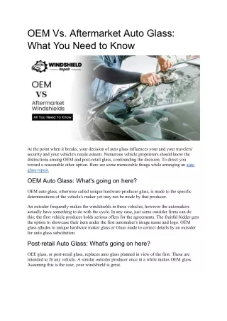 OEM Vs. Aftermarket Auto Glass_ What You Need to Know