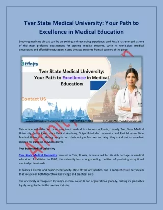 Tver State Medical University: Your Path to Excellence in Medical Education