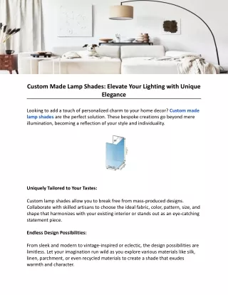Custom Made Lamp Shades - Elevate Your Lighting with Unique Elegance