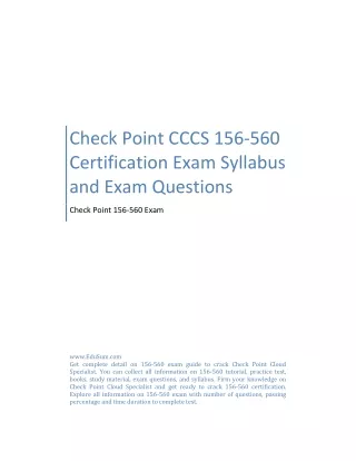 Check Point CCCS 156-560 Certification Exam Syllabus and Exam Questions