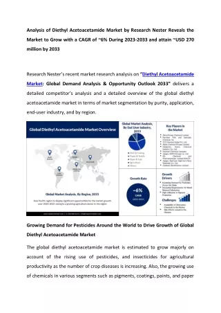 Diethyl Acetoacetamide Market Business Opportunities [2023-2033]