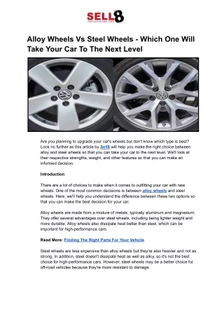 Alloy Wheels Vs Steel Wheels_ Which One Will Take Your Car To The Next Level