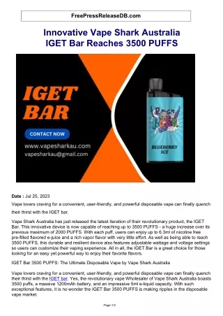 Innovative Vape Shark Australia IGET Bar Reaches 3500 PUFFS