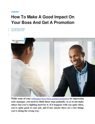 How To Make A Good Impact On Your Boss And Get A Promotion