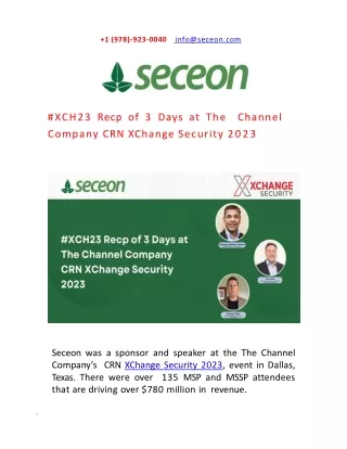 #XCH23 Recp of 3 Days at The Channel Company CRN XChange Security 2023 - Seceon