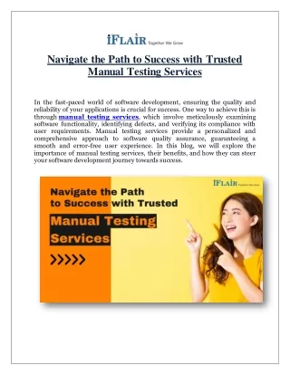 Navigate the Path to Success with Trusted Manual Testing Services