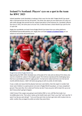 Ireland Vs Scotland Players' eyes on a spot in the team for RWC 2023