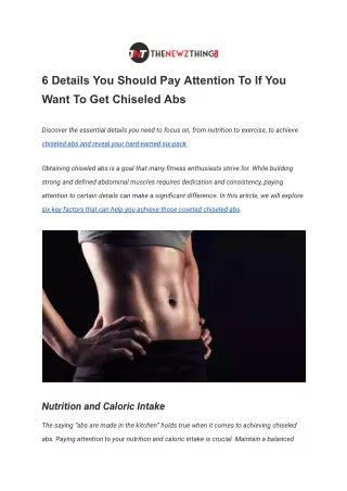 6 Details You Should Pay Attention To If You Want To Get Chiseled Abs