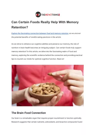 Can Certain Foods Really Help With Memory Retention_