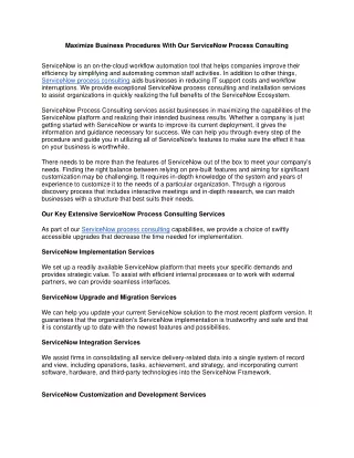 Maximize Business Procedures With Our ServiceNow Process Consulting