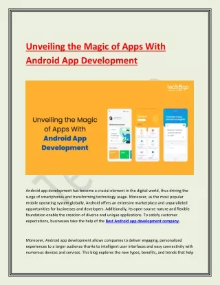 Unveiling the Magic of Apps With Android App Development