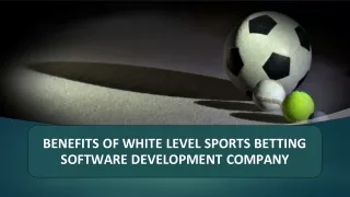 BENEFITS OF WHITE LEVEL SPORTS BETTING SOFTWARE DEVELOPMENT COMPANY_