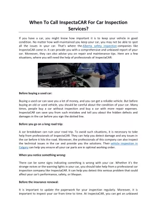 When To Call InspectaCAR For Car Inspection Services