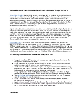 How can security & compliance be enhanced using ServiceNow SecOps and GRC