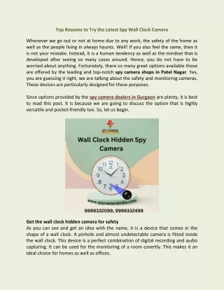 Top Reasons to Try the Latest Spy Wall Clock Camera