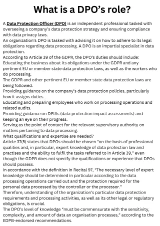 What is a DPO’s role