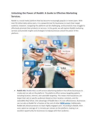 Unlocking the Power of Reddit: A Guide to Effective Marketing Services.